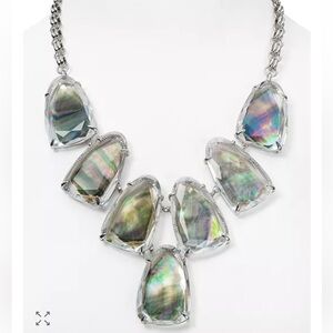 Kendra Scott Harlow Statement Necklace Suspended Mother of Pearl Silver Plated‎